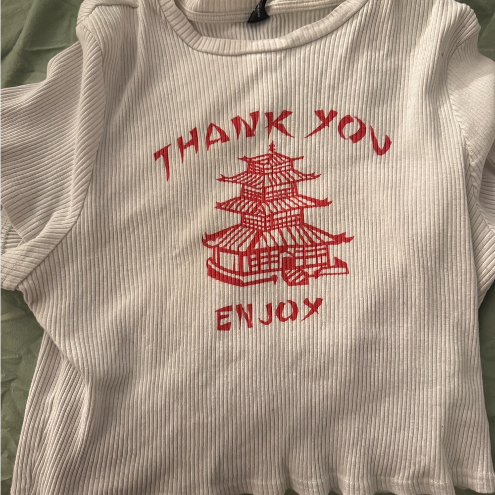 White and Red Graphic Tee